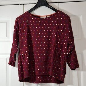 Anthropologie Maeve Dottie Embroidered Rainbow Polka Dot